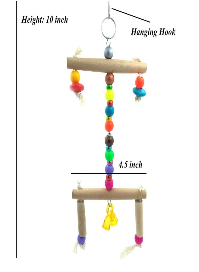 JAINSONS PET PRODUCTS ألعاب طيور من جاينسونز لمنتجات الحيوانات الأليفة، 3 قطع من ألعاب التأرجح الخشبية الطبيعية للطيور، لعبة مضغ مع حامل تأرجح للطيور المتوسطة الحجم، عبوة من 3 قطع - Image 5